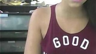 sexy ebony cam girl shows her tits porn video