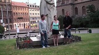 Group of teens PUBLIC street sex by a famous statue PART 1 porn video